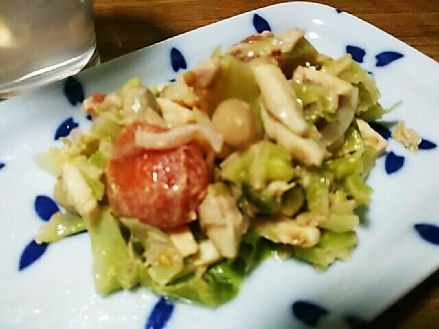 高野豆腐とお豆のキャベツサラダの画像
