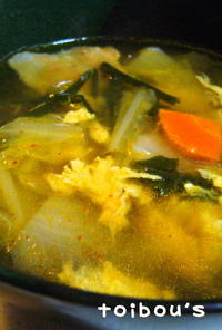 簡単♪キムチチゲ風スープ