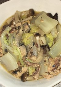  鯖水煮と茸と白菜のおろしポン酢サラダ