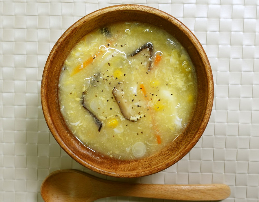 学校給食レシピ　中華風コーンスープの画像