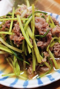 牛肉と壬生菜の甘辛炒め