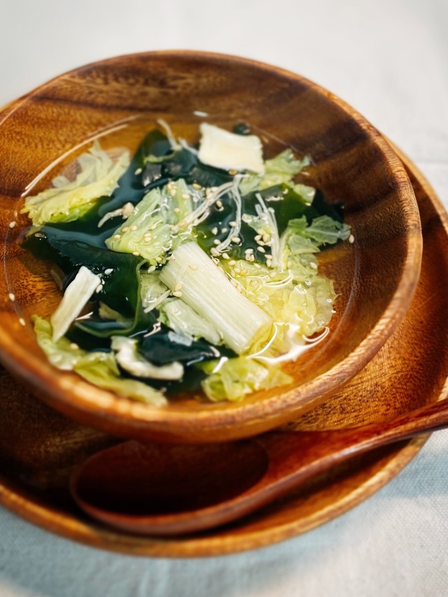干し葉野菜たっぷりわかめスープの画像