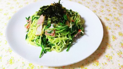 水菜とベーコン☆ペペロンチーノ風焼きそばの写真