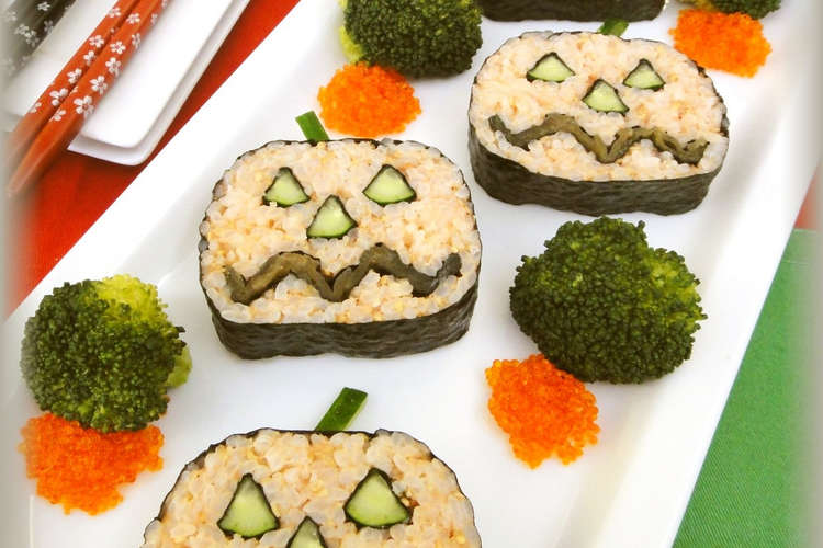 ハロウィン おばけかぼちゃの巻き寿司 レシピ 作り方 By Enjoykitchen クックパッド