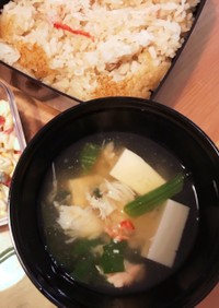 豆腐とほうれん草☆カニ身とろみスープ