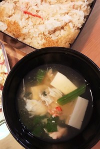 豆腐とほうれん草☆カニ身とろみスープ