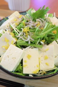 ゆずドレッシングの水菜お豆腐サラダ