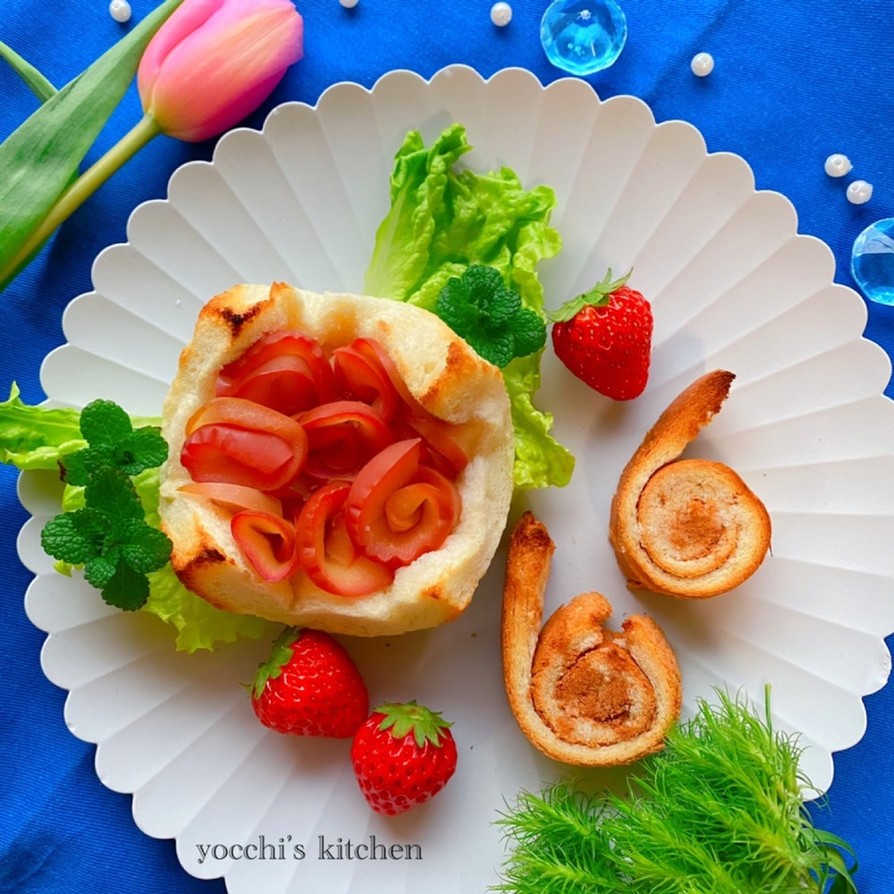 カタツムリと紫陽花の冷凍作りおきトーストの画像