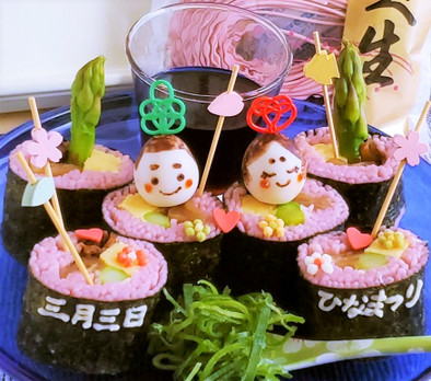 簡単ひな祭り麺巻き寿司♪おひなさま☆の写真