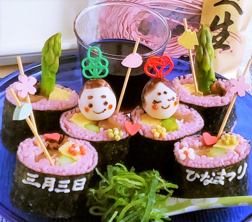 簡単ひな祭り麺巻き寿司♪おひなさま☆の画像