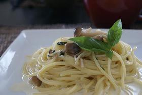 明太子とキノコのクリームパスタ