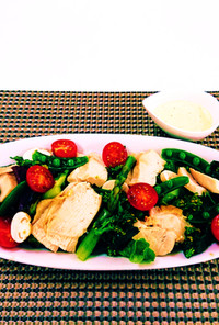上州地鶏と春野菜のシーザーサラダ