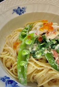 菜の花と蟹のパスタ