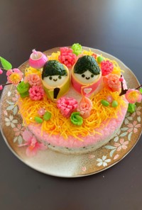 雛祭りのお祝い☆ちらし寿司ケーキ☆