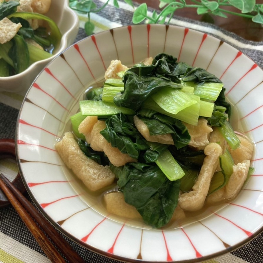 レンジde簡単♡小松菜と揚げの煮浸しの画像