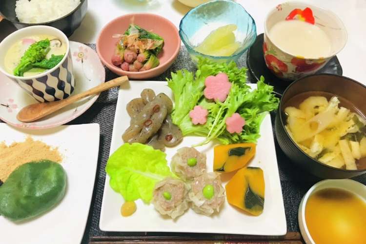 今日の夕飯は焼売メインの春の晩ご飯 レシピ 作り方 By 体裁よく クックパッド 簡単おいしいみんなのレシピが356万品