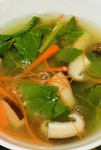 のらぼう菜と椎茸の塩麹スープ