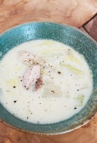 白菜と鶏モモの味噌豆乳スープ♡