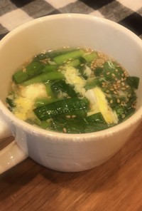 ふんわり玉子とニラお豆腐の酸辣湯風スープ
