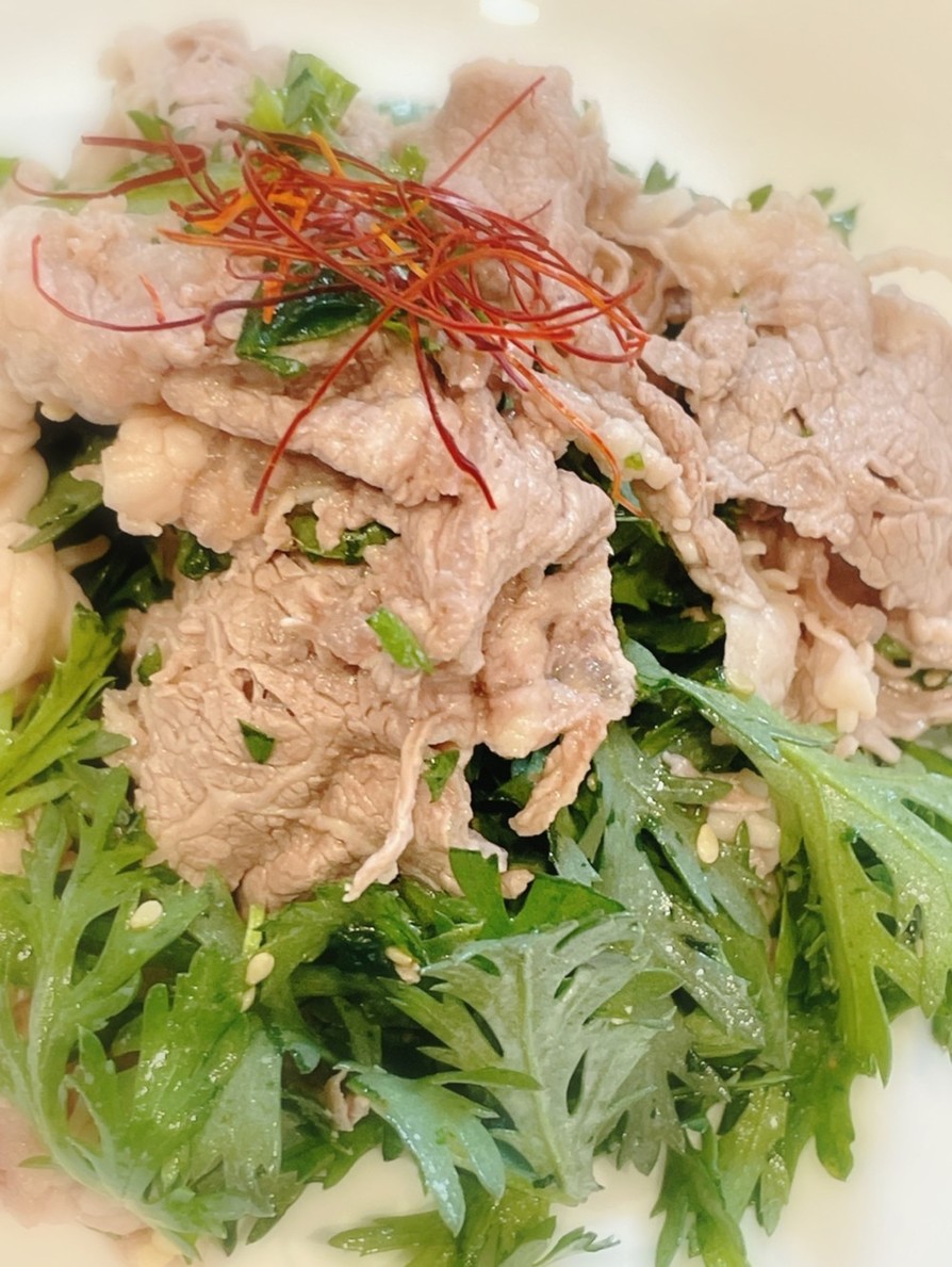 春菊と牛肉のナムル風サラダの画像