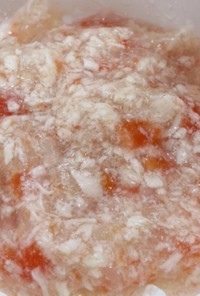 離乳食中期〜鶏ささみと玉ねぎのトマト混ぜ