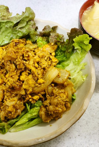 ✨豚肉と白菜と卵のカレー炒め＆味噌汁✨