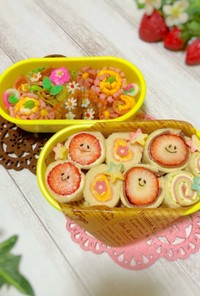 苺チョコロールサンド☆幼稚園のキャラ弁当