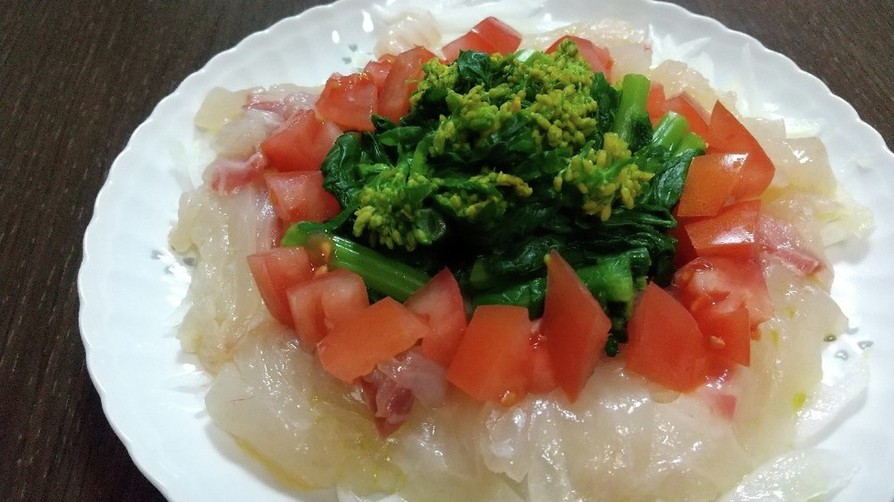 鯛のカルパッチョ菜の花添えの画像