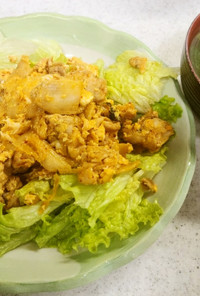 ✨豚肉とキムチの卵炒め＆ほうれん草味噌汁