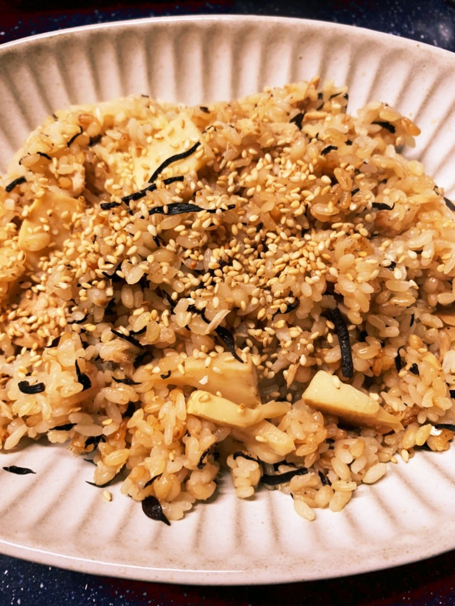 【腸活】たけのこツナヒジキ玄米炊込みご飯の画像