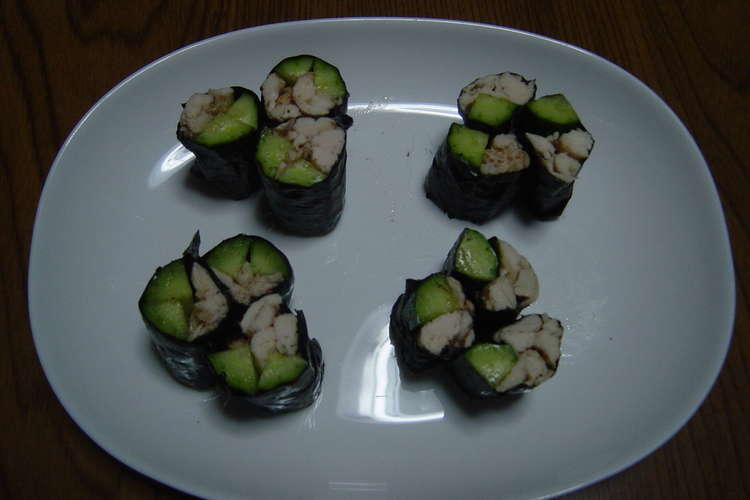 ささみとキュウリの梅のり巻き レシピ 作り方 By よこたん A クックパッド 簡単おいしいみんなのレシピが363万品