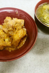 ♥鶏肉とキャベツの味噌炒め＆白菜の味噌汁