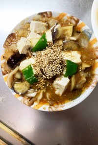 レンジ豚こまピリ辛ネギ味麻婆豆腐&茄子