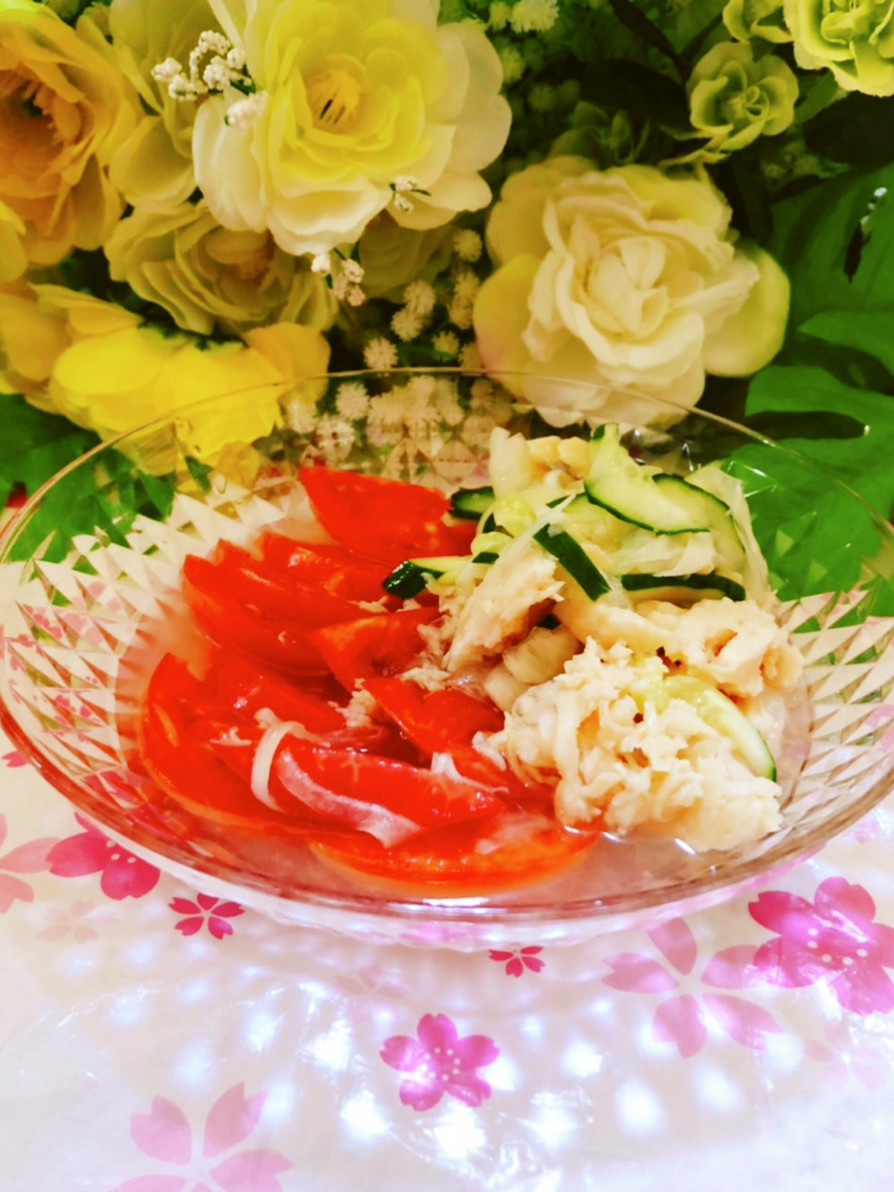 かんたん酢でトマト・玉葱のヘルシーサラダの画像