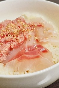 鯛刺と鮪タタキの二色寿司