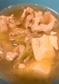 豚バラ豆腐のネギ塩スープ