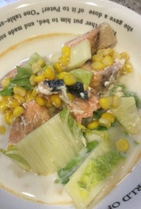 ポリ袋でつくる鮭と白菜のクリーム煮