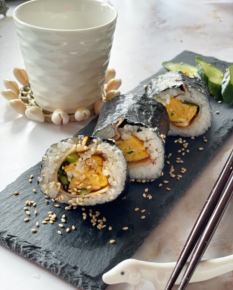 ハムと卵のネギキンパ　海苔巻き　韓国料理の画像
