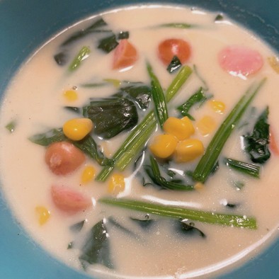ほうれん草の豆乳スープの写真