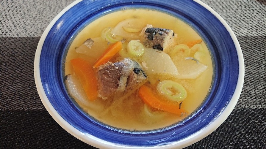 サバ水煮缶の味噌味スープの画像