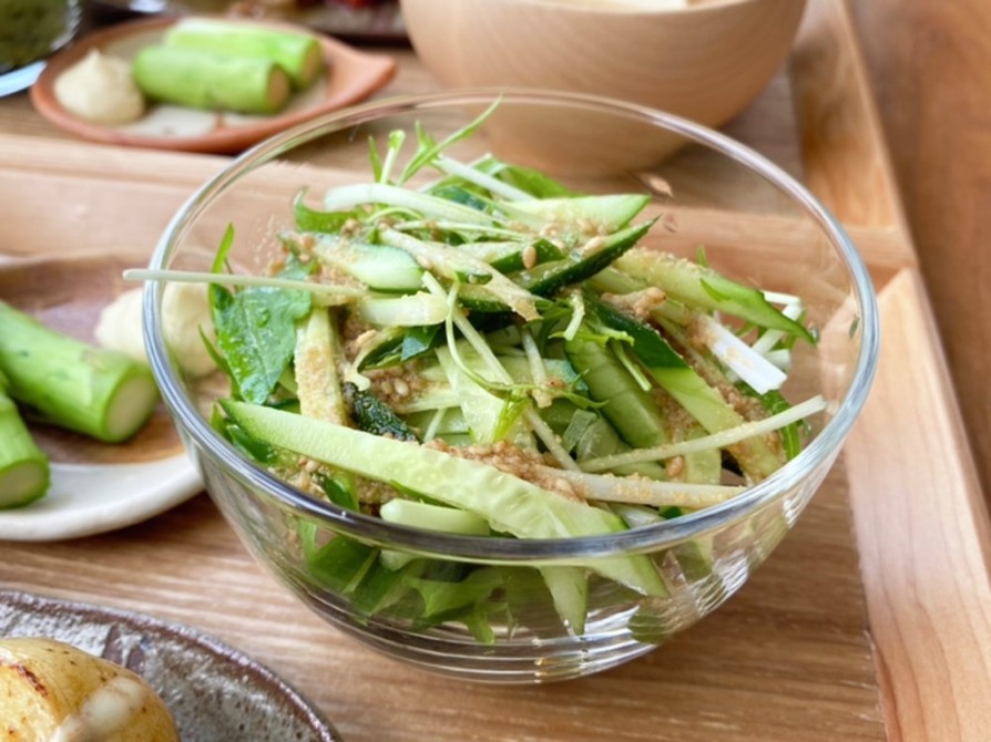 簡単♪水菜ときゅうりのサラダの画像