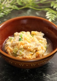 レンジで簡単！小松菜の親子丼風