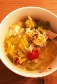 ロカボ ご飯とトマト、卵の食べるスープ