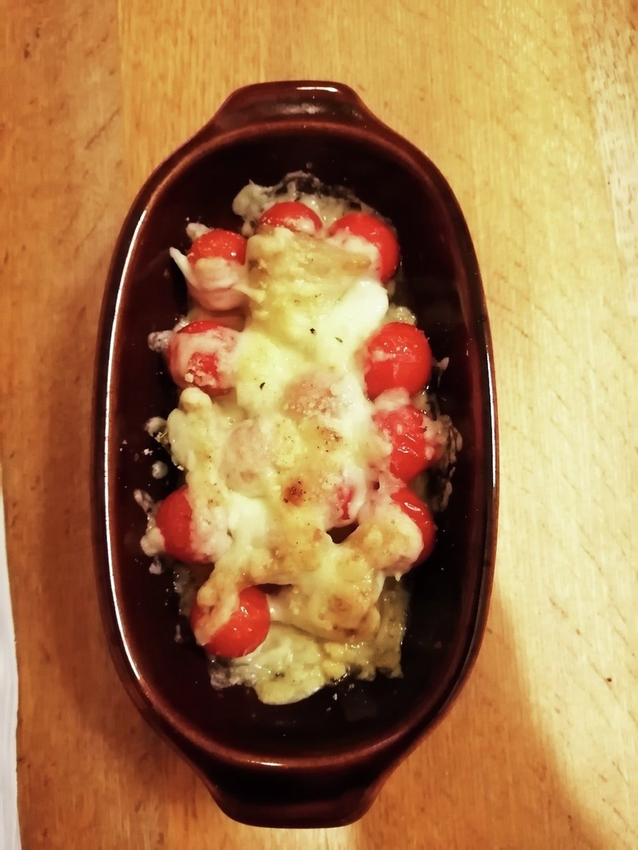 プチトマトとタケノコのチーズ焼きの画像