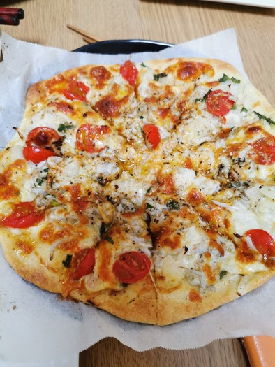 発酵なし★しらすの薄焼きピザの写真