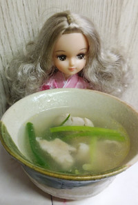 リカちゃん♡茹で鶏中華スープ*.❁
