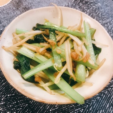 小松菜ともやしの炒め物の写真