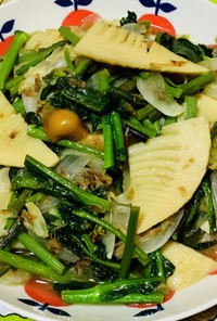のらぼう菜と山菜の炒め物