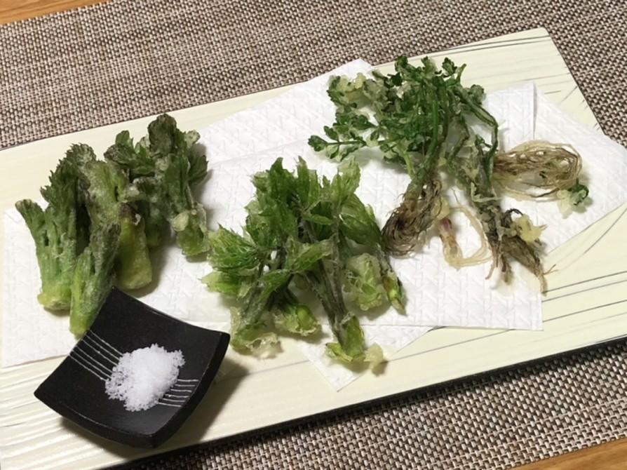 山菜天ぷら　たらの芽•こしあぶら•セリ根の画像