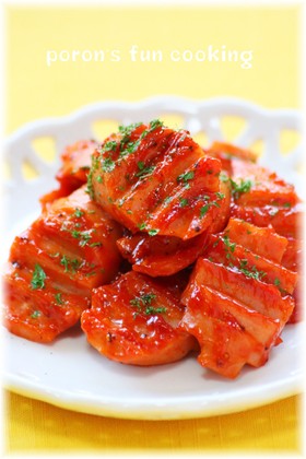 魚肉ソーセージのガーリックケチャップ炒め